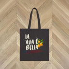 La Vita è Bella Lemon Tote Bag – Double-Sided Cotton Canvas Market Tote