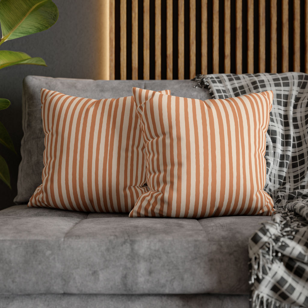 16x16 inch terracotta Halloween faux suede pillow cover with colourful comic book-inspired design for sofas and armchairs.