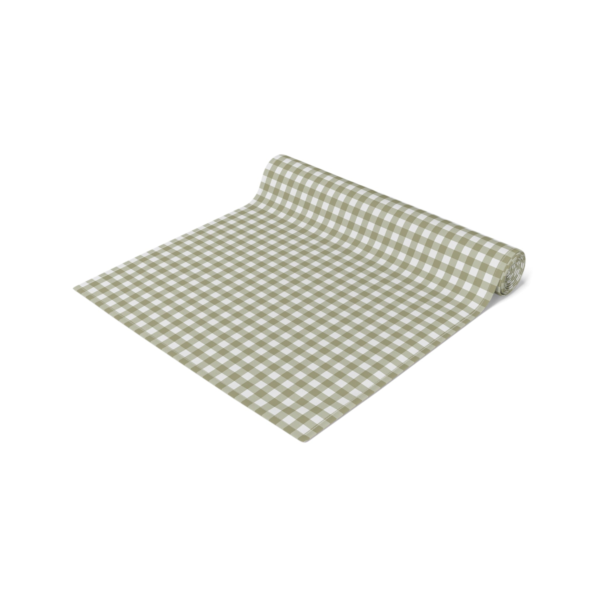 Sage Green Gingham Table Runner – Classic Checkered Farmhouse Table Linen, Cotton Twill or Polyester