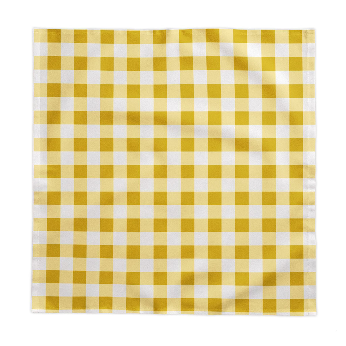 Detailed view of the woven cotton twill fabric and classic yellow gingham checks.