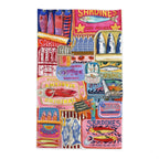Hand-Painted Mediterranean Sardines Cotton Twill Tablecloth – Colorful Coastal Dining Decor