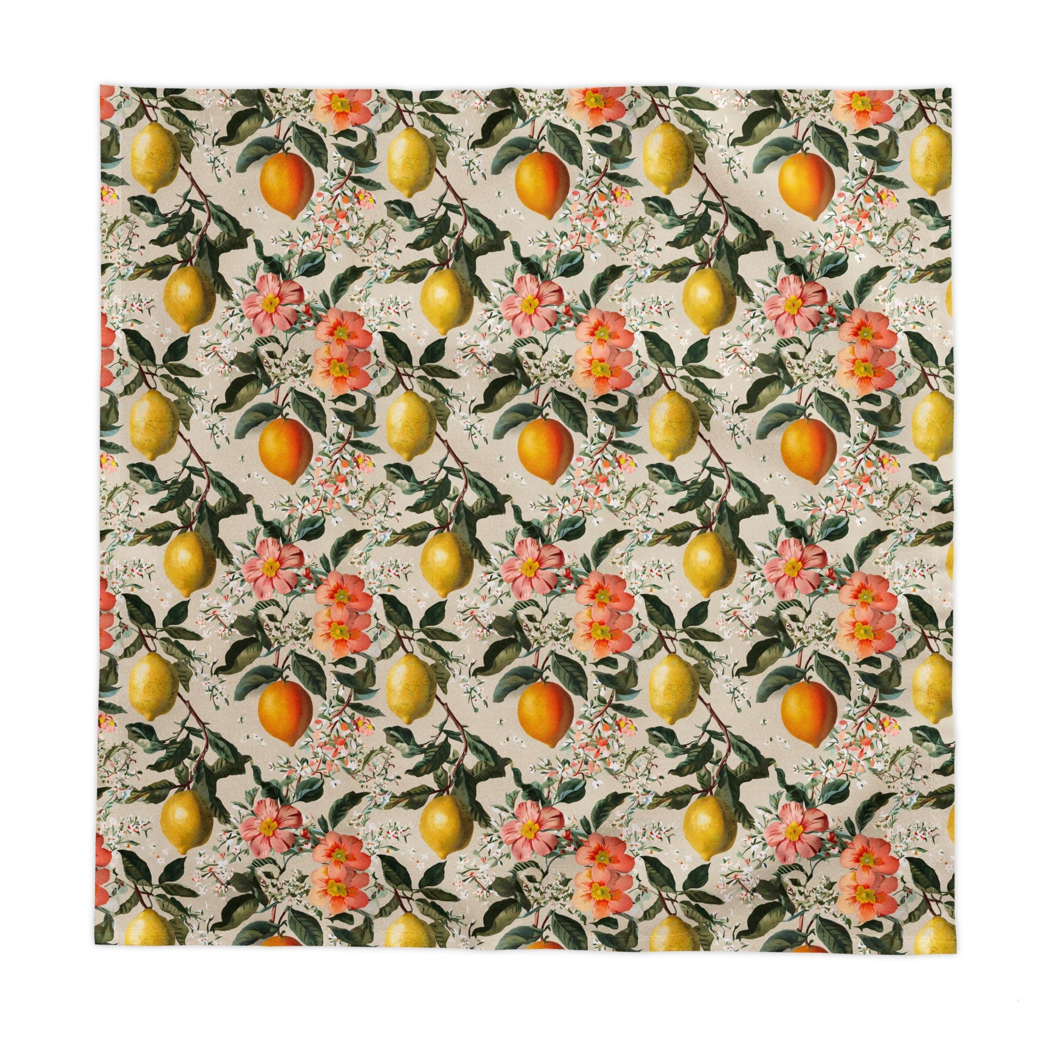 Vintage Amalfi Lemon Tablecloth – 100% Cotton Twill Italian Summer Floral Table Linen