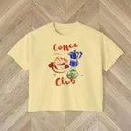 Coffee Club Crop Top, Trendy Vintage Tee, Coffee Lover Cropped Shirt, Retro Boxy Tee, Aesthetic Coffee Style