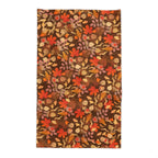 Nature inspired fall table decor featuring a botanical leaf print cotton tablecloth for Thanksgiving and autumn entertaining