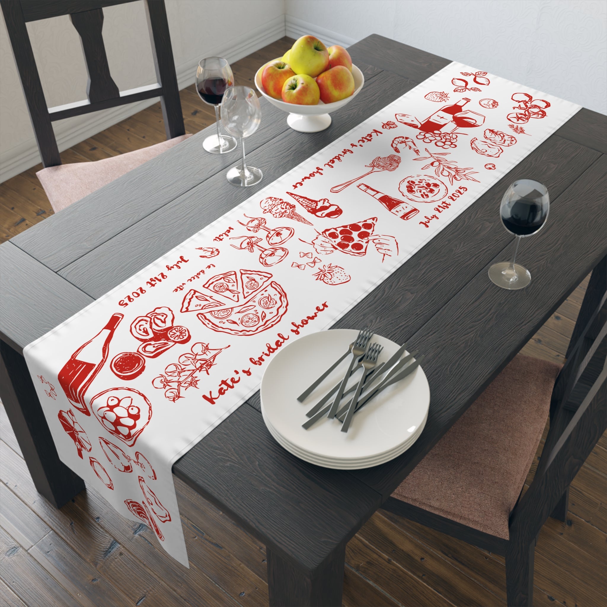 Italian Summer Custom Table Runner – Mediterranean Wedding & Dinner Decor