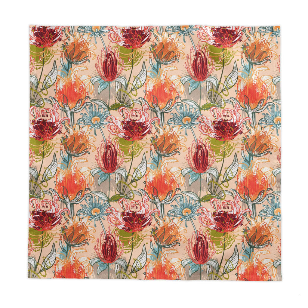 Mediterranean Botanical Tablecloth – Colorful Floral 100% Cotton Twill Table Linen