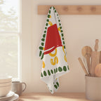 Bold illustrated chilli pepper tea towel with repeating So Hot typography, designed for modern kitchens.