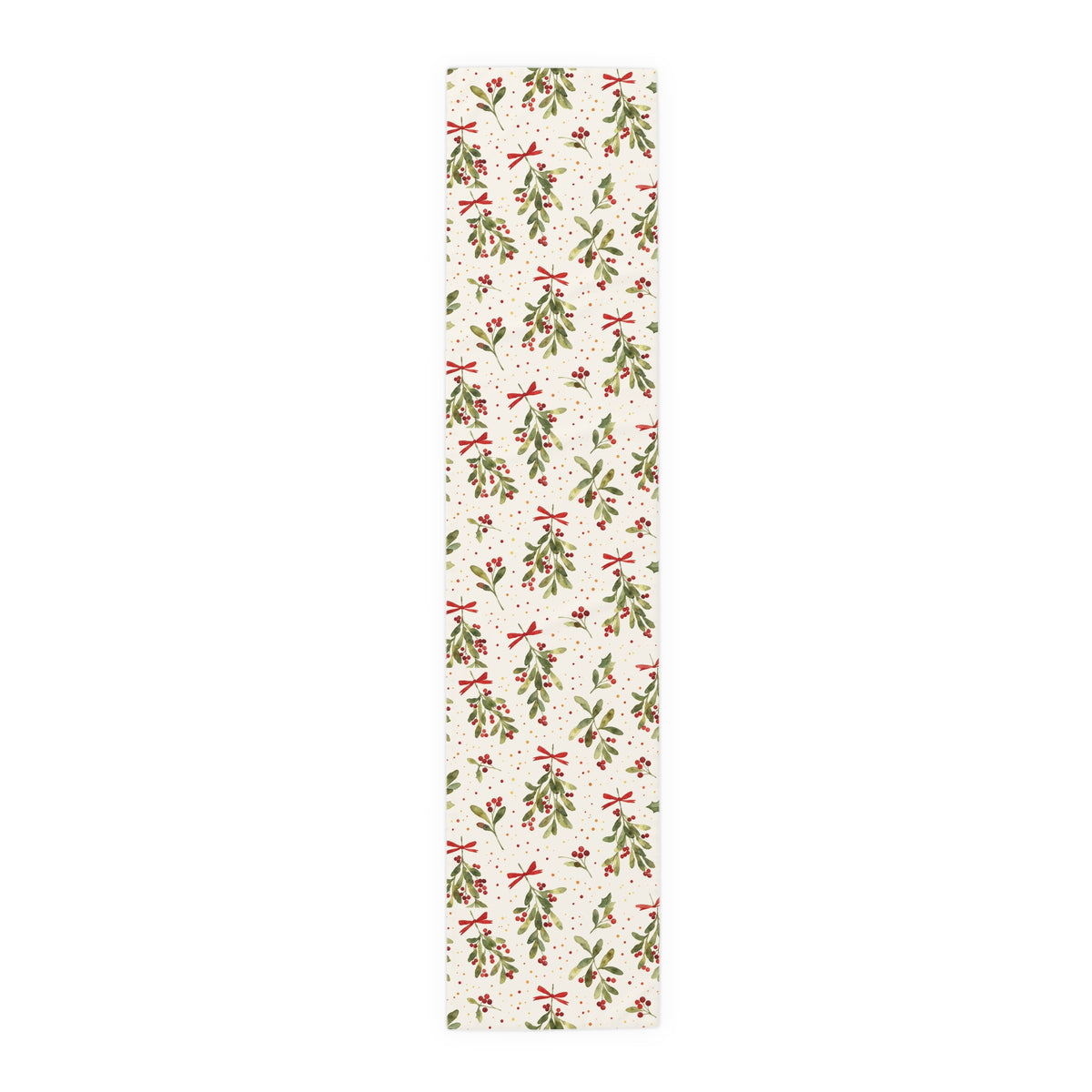 16 x 72 inch watercolour Christmas mistletoe table runner