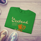 Le Weekend Sweatshirt, Cute French Coffee & Croissant Crewneck, Cozy Colorful Weekend Apparel for Coffee Lovers