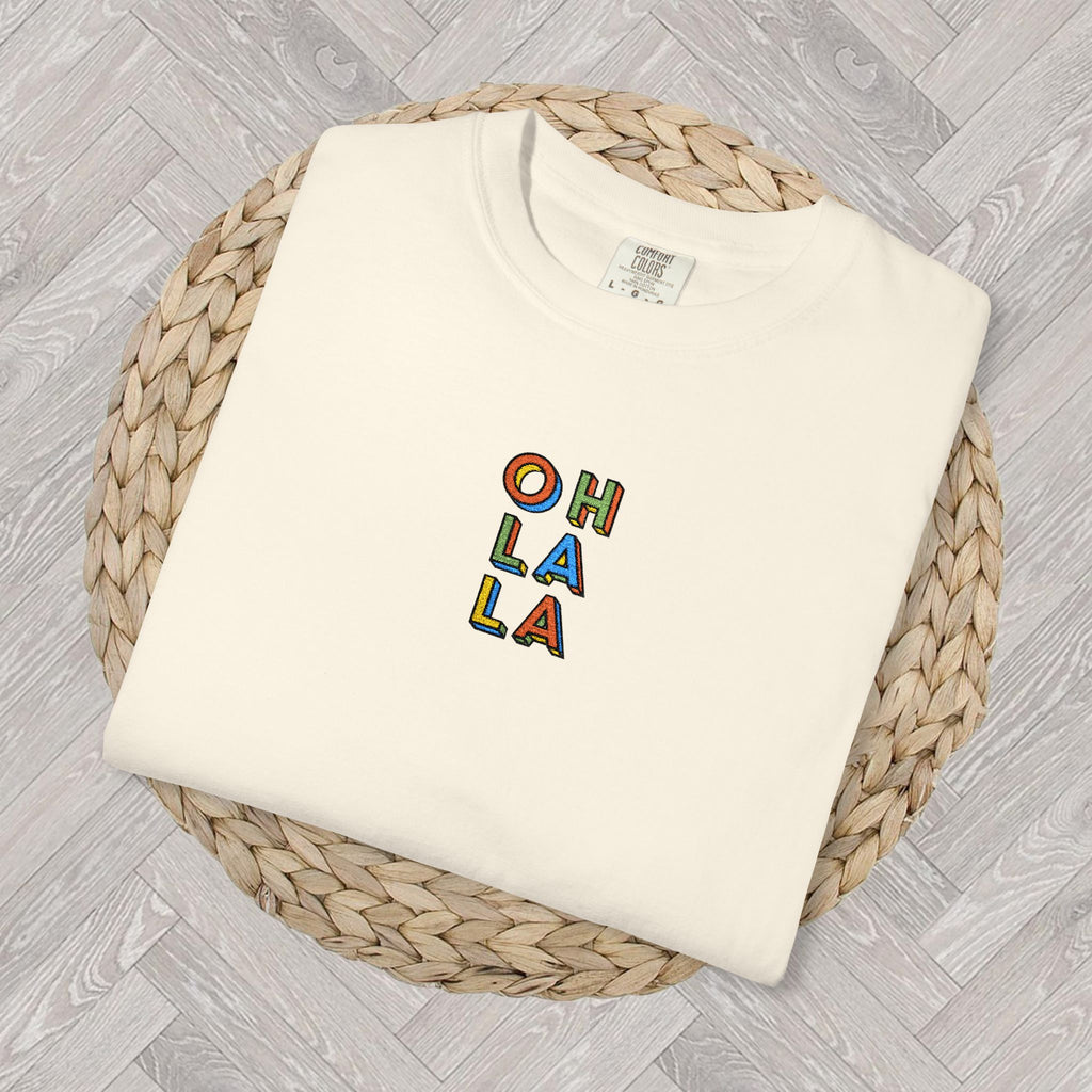 Handmade Boho Embroidered T-Shirt – Oh La La | Artisanal Eco-Friendly Everyday Tee for Free-Spirited Women