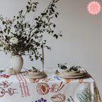 That’s Amore Italian Summer Tablecloth – Hand-Drawn Mediterranean Food Illustration in 100% Cotton Twill
