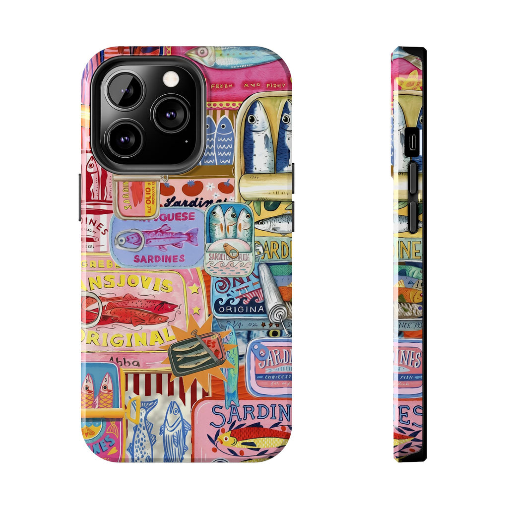 Sardines Fisherman Aesthetic Phone Case – Colorful Mediterranean Cover for iPhone & Samsung | Coastal Summer Sardine Illustration