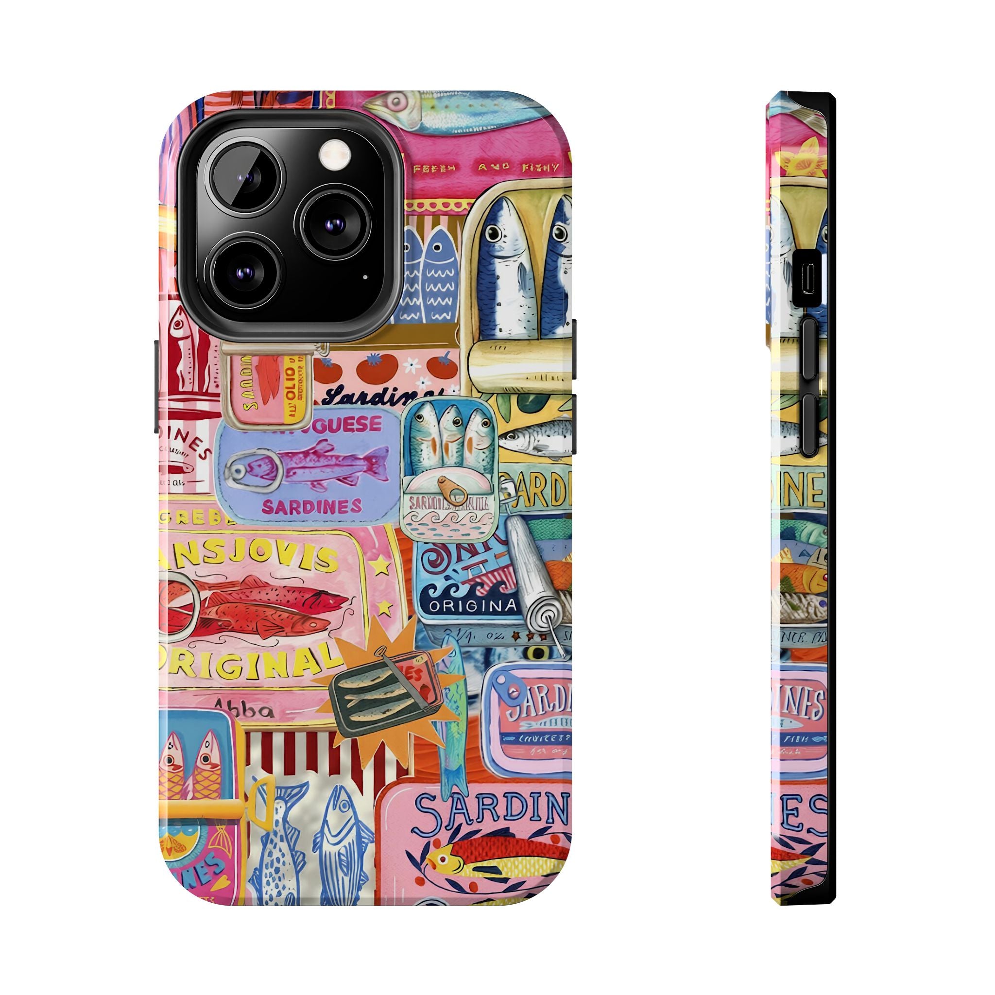 Sardines Fisherman Aesthetic Phone Case – Colorful Mediterranean Cover for iPhone & Samsung | Coastal Summer Sardine Illustration