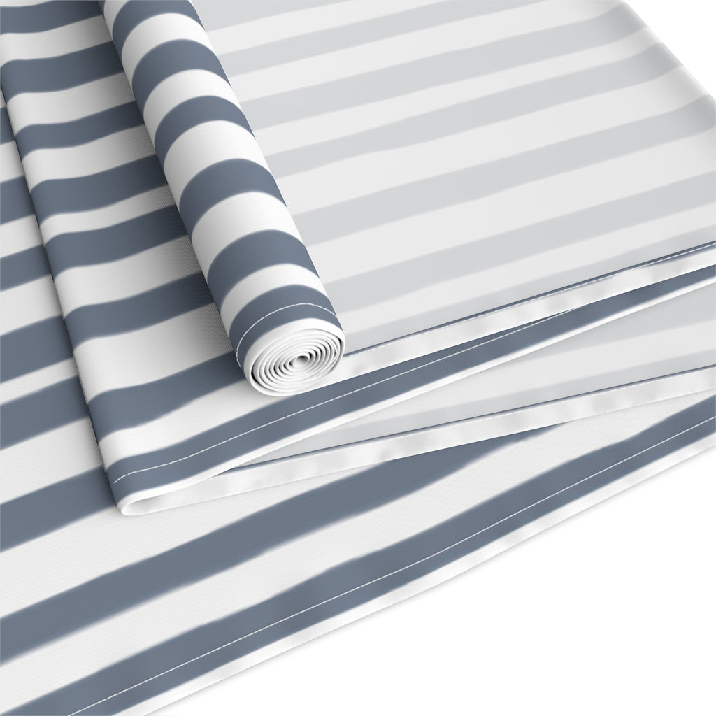 late Blue Hand Drawn Stripes Table Runner | Modern Farmhouse Dining Decor