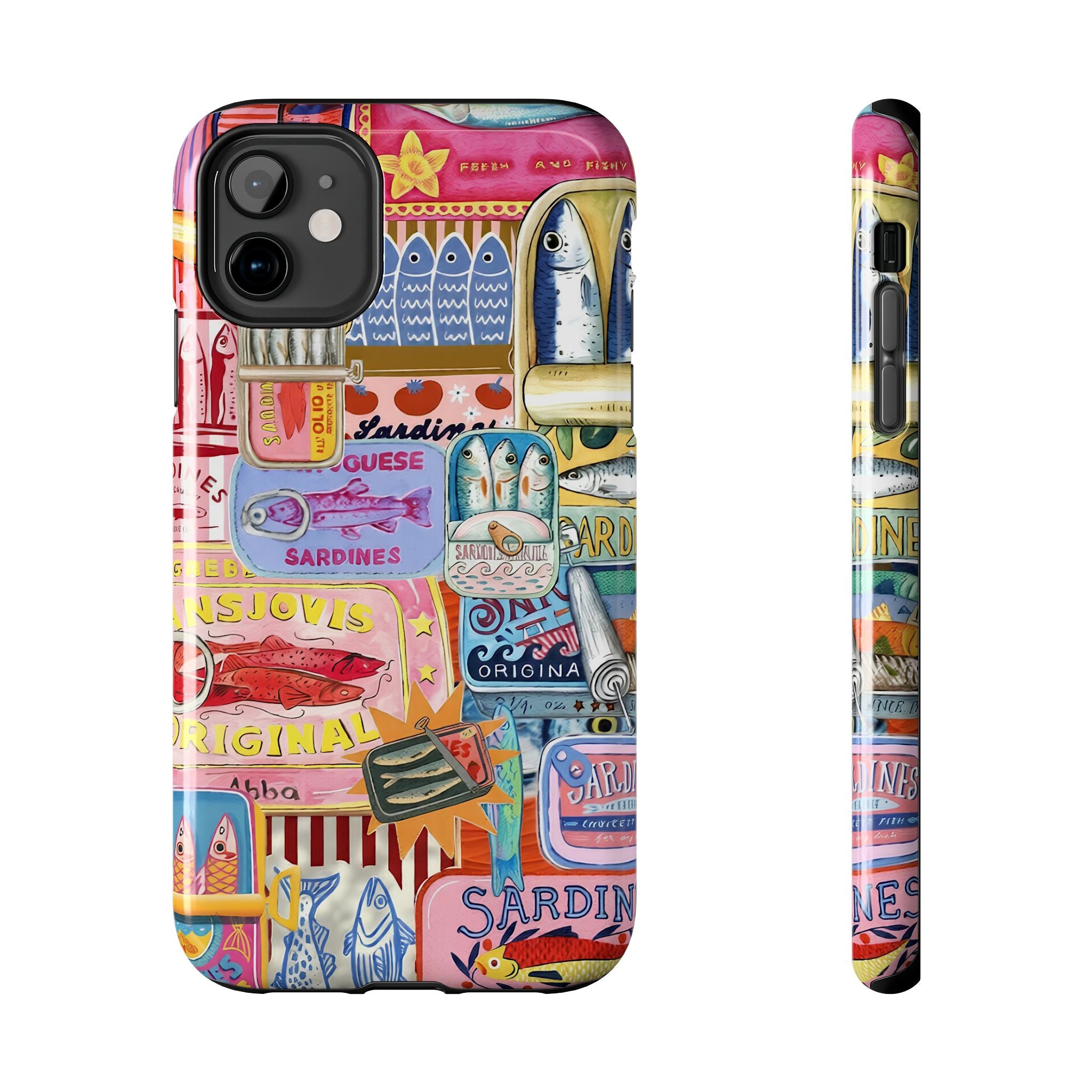 Sardines Fisherman Aesthetic Phone Case – Colorful Mediterranean Cover for iPhone & Samsung | Coastal Summer Sardine Illustration