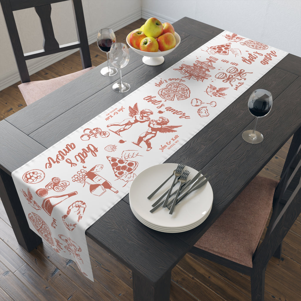 Custom Italian “That’s Amore” Table Runner – Bridal Shower & Wedding Decor, Amalfi Coast Party Linen