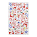 Lobster & Crab Tablecloth – Seafood Lovers’ Dining, Custom Red & Blue Print, Elegant Coastal Kitchen Decor