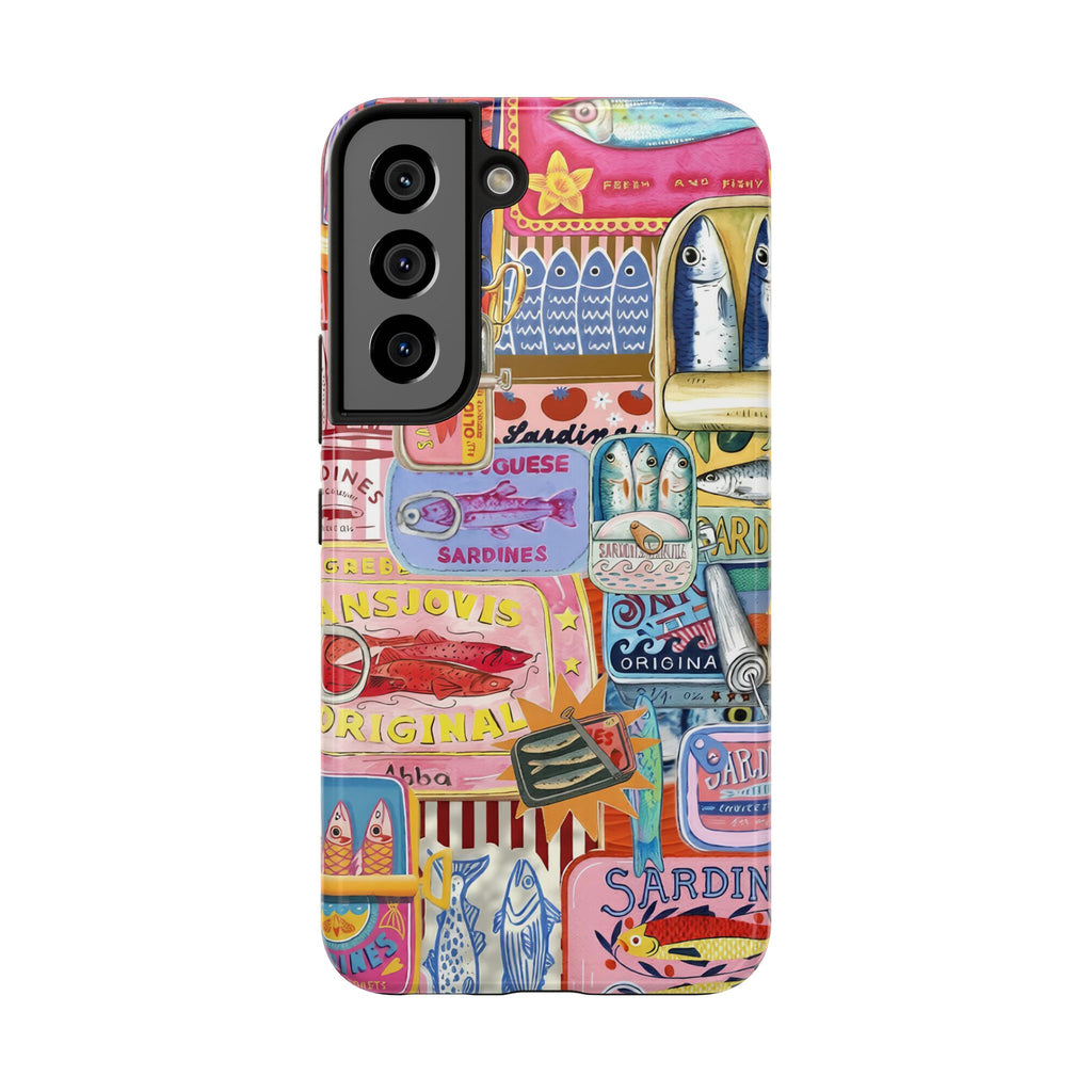 Sardines Fisherman Aesthetic Phone Case – Colorful Mediterranean Cover for iPhone & Samsung | Coastal Summer Sardine Illustration