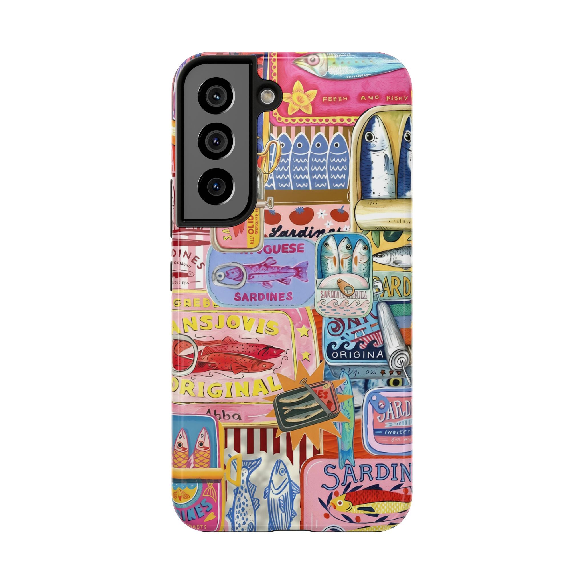 Sardines Fisherman Aesthetic Phone Case – Colorful Mediterranean Cover for iPhone & Samsung | Coastal Summer Sardine Illustration