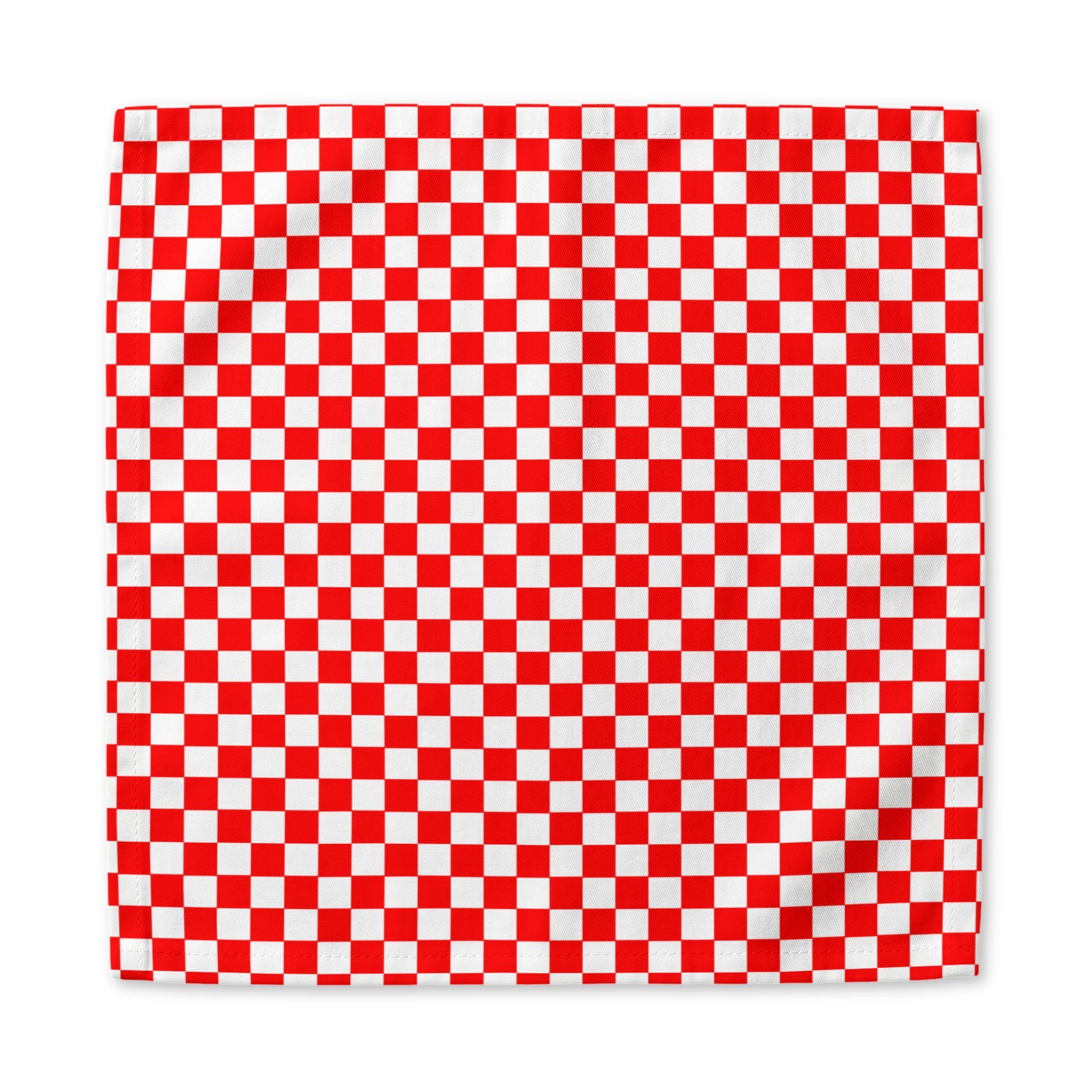 Classic red checker cloth napkins styled for farmhouse kitchen decor, restaurant tables, dinner parties, and everyday meals