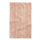 Soft terracotta hand-drawn stripe tablecloth in cream and warm rust tones, designed for modern Mediterranean dining and everyday entertaining.
