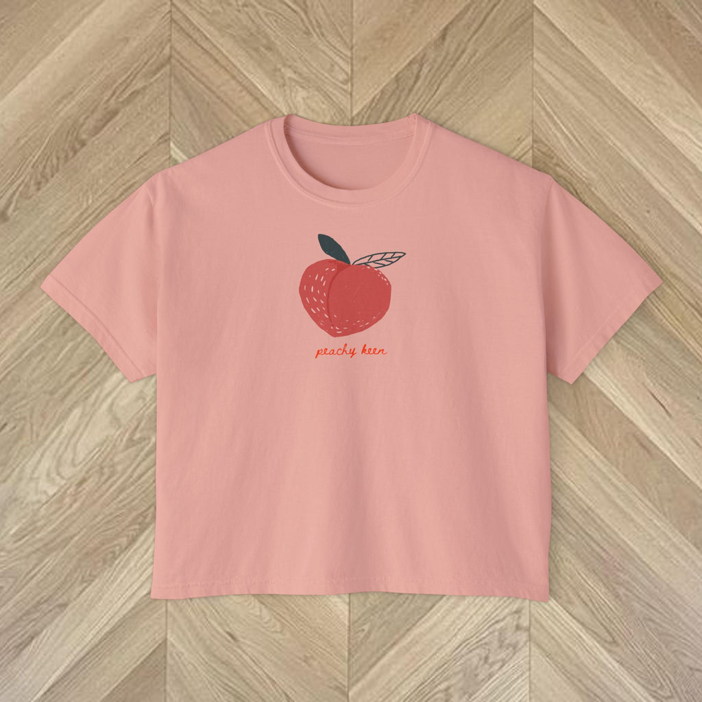 Peachy Keen Crop Shirt, Trendy Graphic Tee, Fun Summer Outfit, Tomato Girl Aesthetic, Trendy Gift for Her