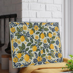 Large Amalfi lemons glass cutting board showcasing a colourful citrus and botanical pattern