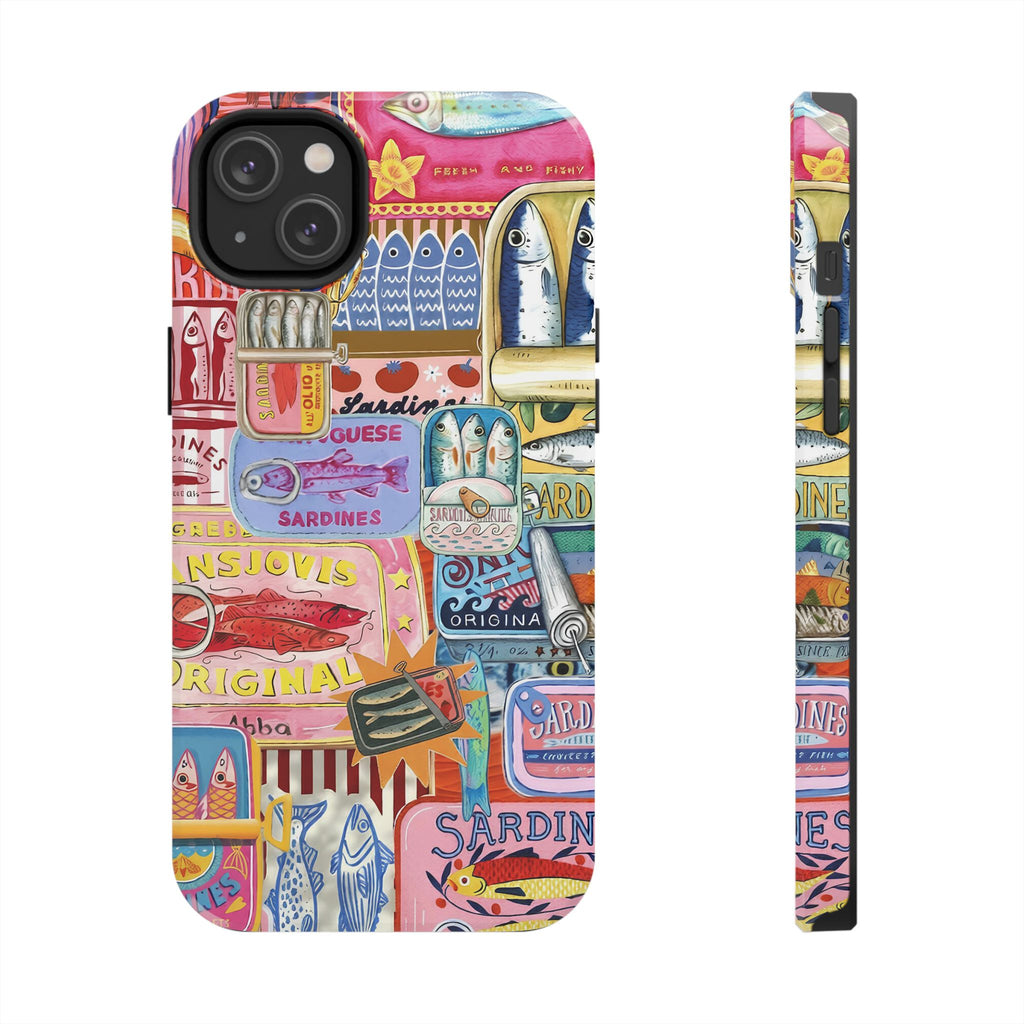 Sardines Fisherman Aesthetic Phone Case – Colorful Mediterranean Cover for iPhone & Samsung | Coastal Summer Sardine Illustration