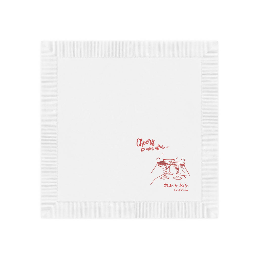 Personalized paper wedding napkin featuring the Ever After design, available in beverage and luncheon sizes for elegant celebrations.