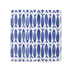 Blue fish cotton napkin available in 10x10 inch and 22x22 inch sizes for coastal dining and dinner parties