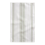 Premium 100% cotton twill tablecloth in a sage green stripe pattern designed for timeless Mediterranean and French country homes.