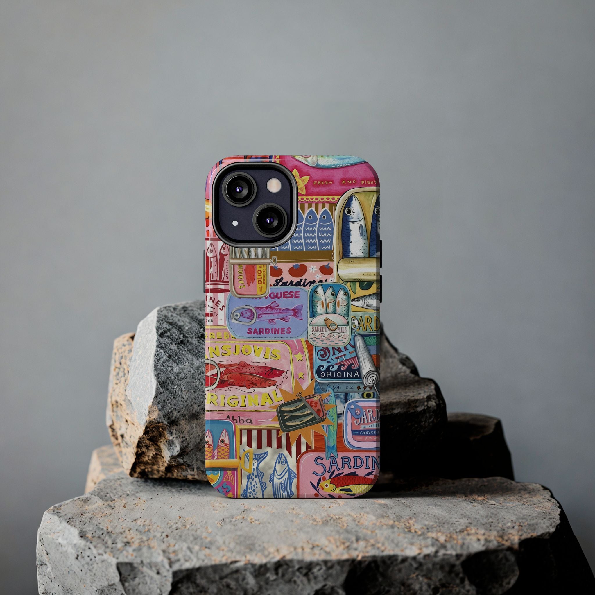 Sardines Fisherman Aesthetic Phone Case – Colorful Mediterranean Cover for iPhone & Samsung | Coastal Summer Sardine Illustration
