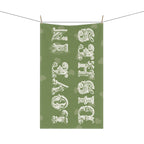 Love in Dishes Tea Towel – Mediterranean Olive Green Kitchen Linen
