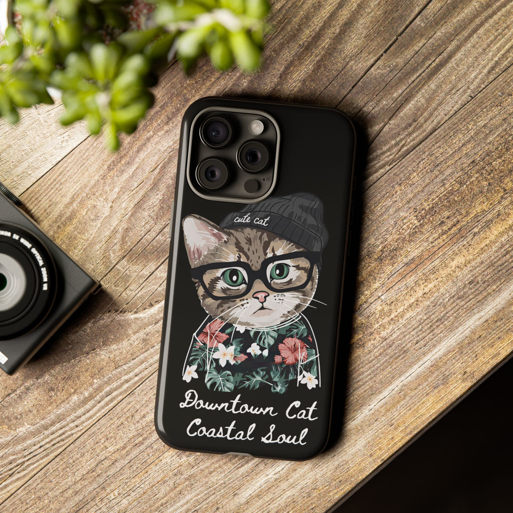 Downtown Cat Coastal Soul Hard Phone Case | Cute Cat Protective Case for iPhone, Samsung & Google Pixel | Gift for friends