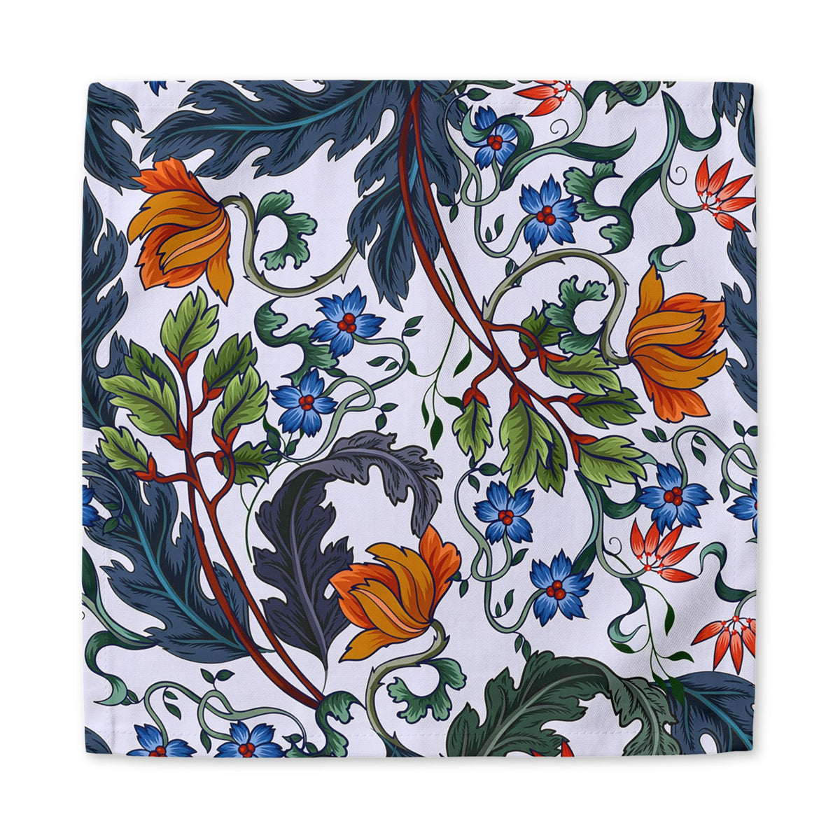 22x22 inch Mediterranean botanical cotton napkin displayed as a table setting accent