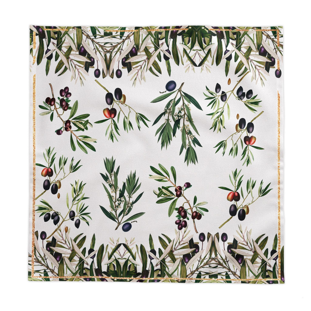 Olive Branch Tablecloth, Elegant Olive Print Tablecloth for Dining & Kitchen, Eco-Friendly Linen Table Cover