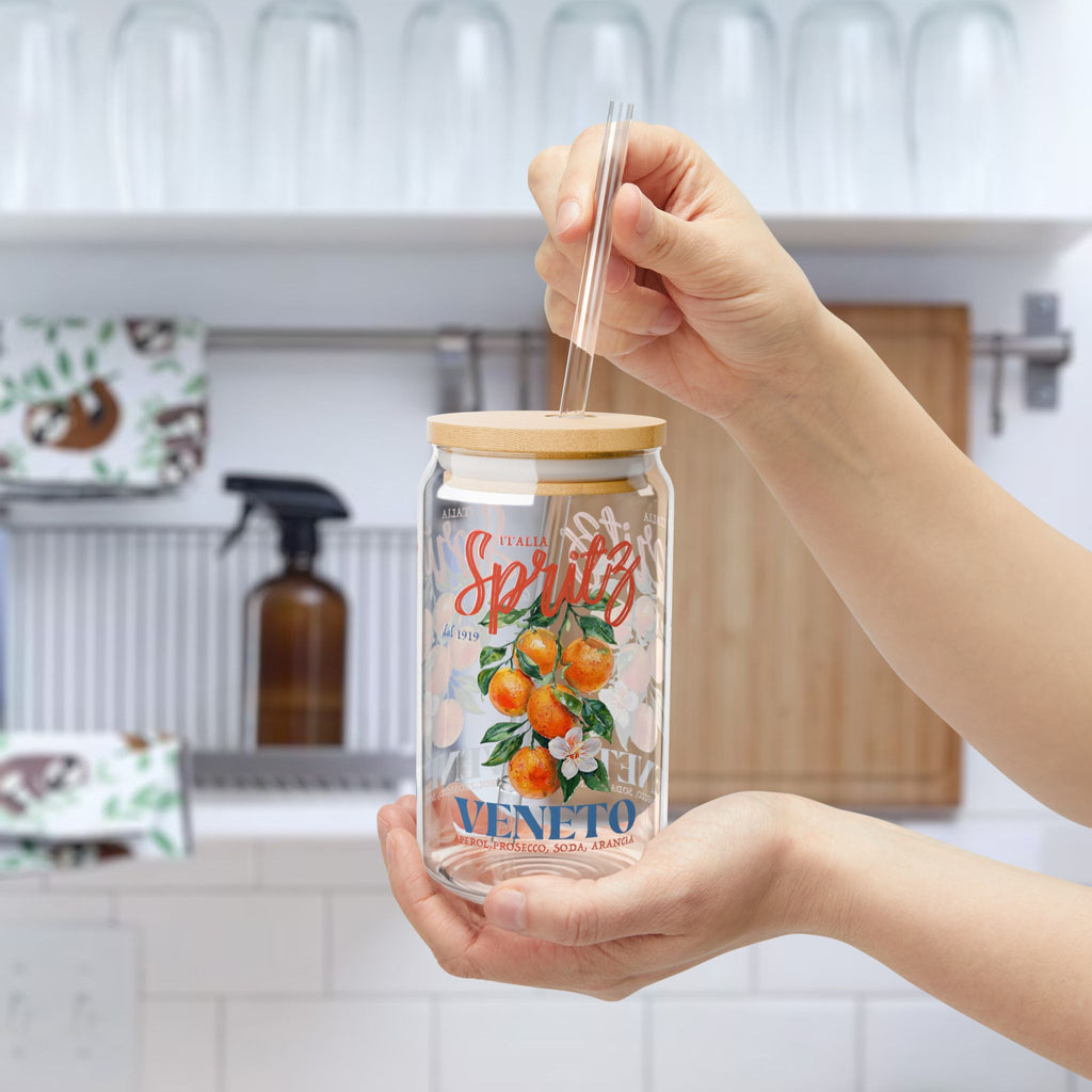 REBBELLA Spritz Orange Veneto glass sipper cup with optional straw, stylish gift for cocktail lovers and coffee enthusiasts