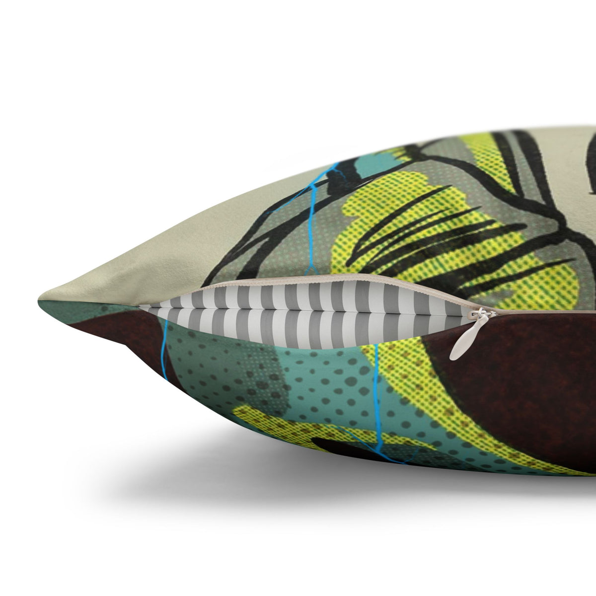Frankenstein and Bride of Frankenstein decorative pillow cover in colourful classic cinema inspired pop-art style