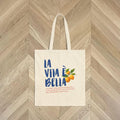 La Vita è Bella Lemon Tote Bag – Double-Sided Cotton Canvas Market Tote