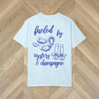 Coastal aesthetic t-shirt styled with linen and summer accessories for old money inspired look