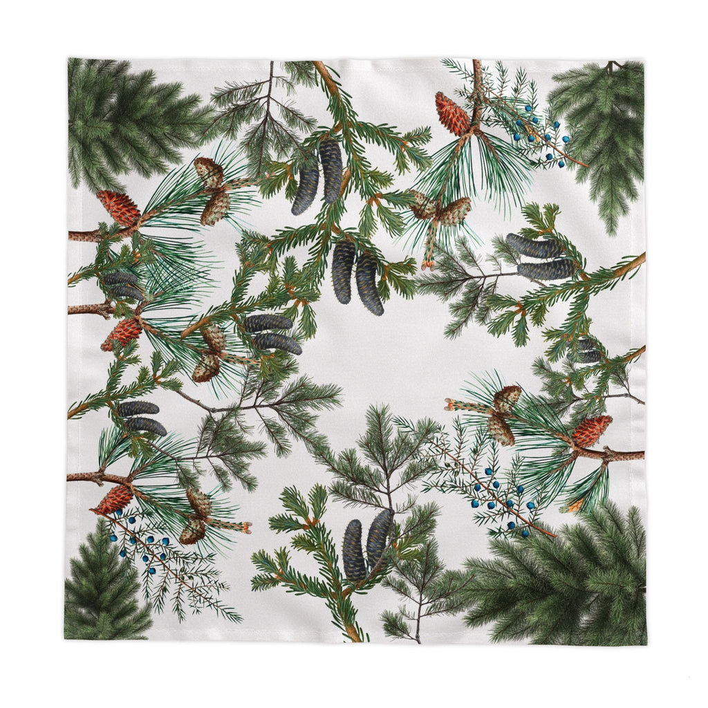 Evergreen Fern Tree Tablecloth – Rustic Forest-Inspired Cotton Linen for Nature & Outdoor Lovers