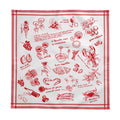 Hand-Drawn Red Italian Food Tablecloth, Summer Dining Decor, Italian Cuisine-Inspired Table Linen, Perfect for Summer Meals