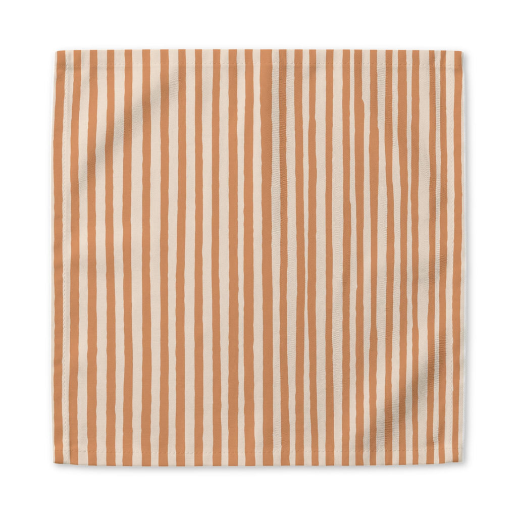 22x22 inch Terracotta Stripes Cotton Napkin styled as an elegant table setting accent for modern luxury dining.