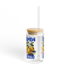 Limoncello Glass Coffee Cup, 16oz Sipper with Optional Glass Straw, Elegant Summer Drinkware, Home Bar & Bachelorette Party Essential