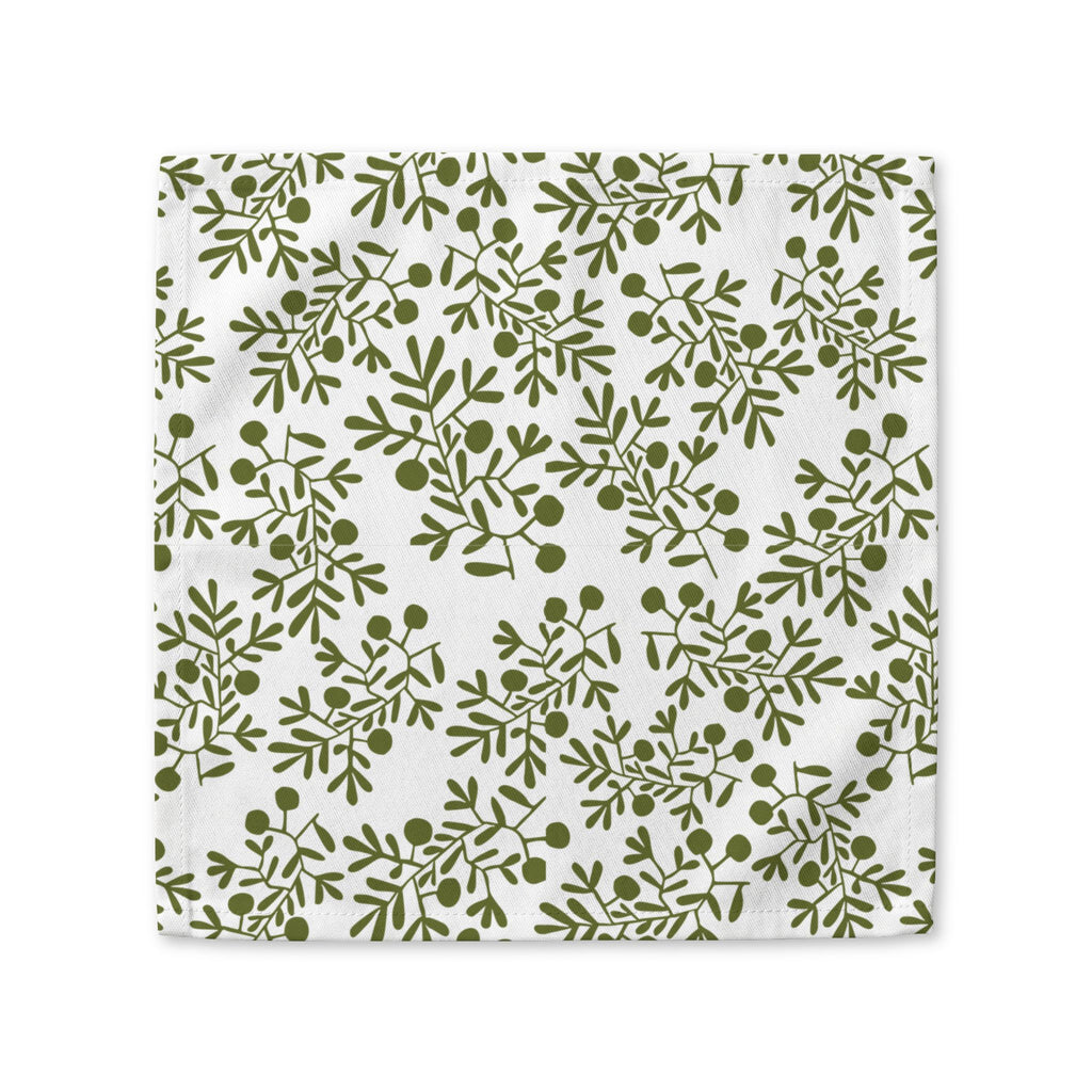 Olive branch cotton napkin available in 10x10 inch and 22x22 inch sizes for formal dinners and everyday meals