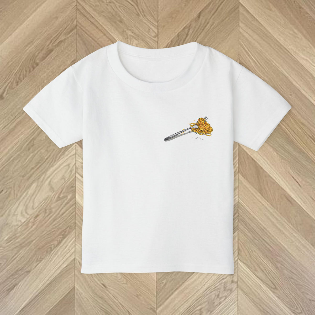 White Kids Pasta La Vista Baby graphic tee styled for a playful everyday outfit.