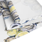 Watercolor Oysters Table Runner – Coastal Mediterranean Dining Decor
