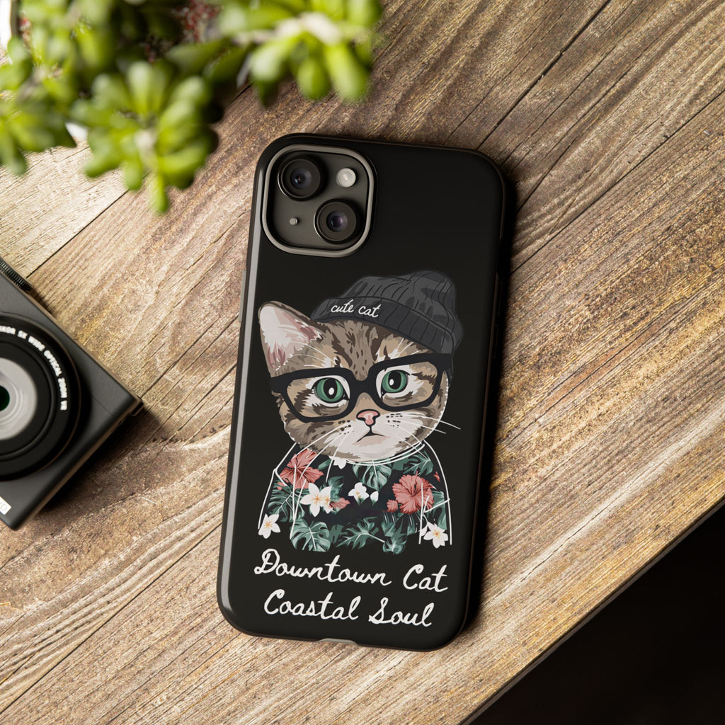 Downtown Cat Coastal Soul Hard Phone Case | Cute Cat Protective Case for iPhone, Samsung & Google Pixel | Gift for friends