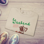 Le Weekend Sweatshirt, Cute French Coffee & Croissant Crewneck, Cozy Colorful Weekend Apparel for Coffee Lovers