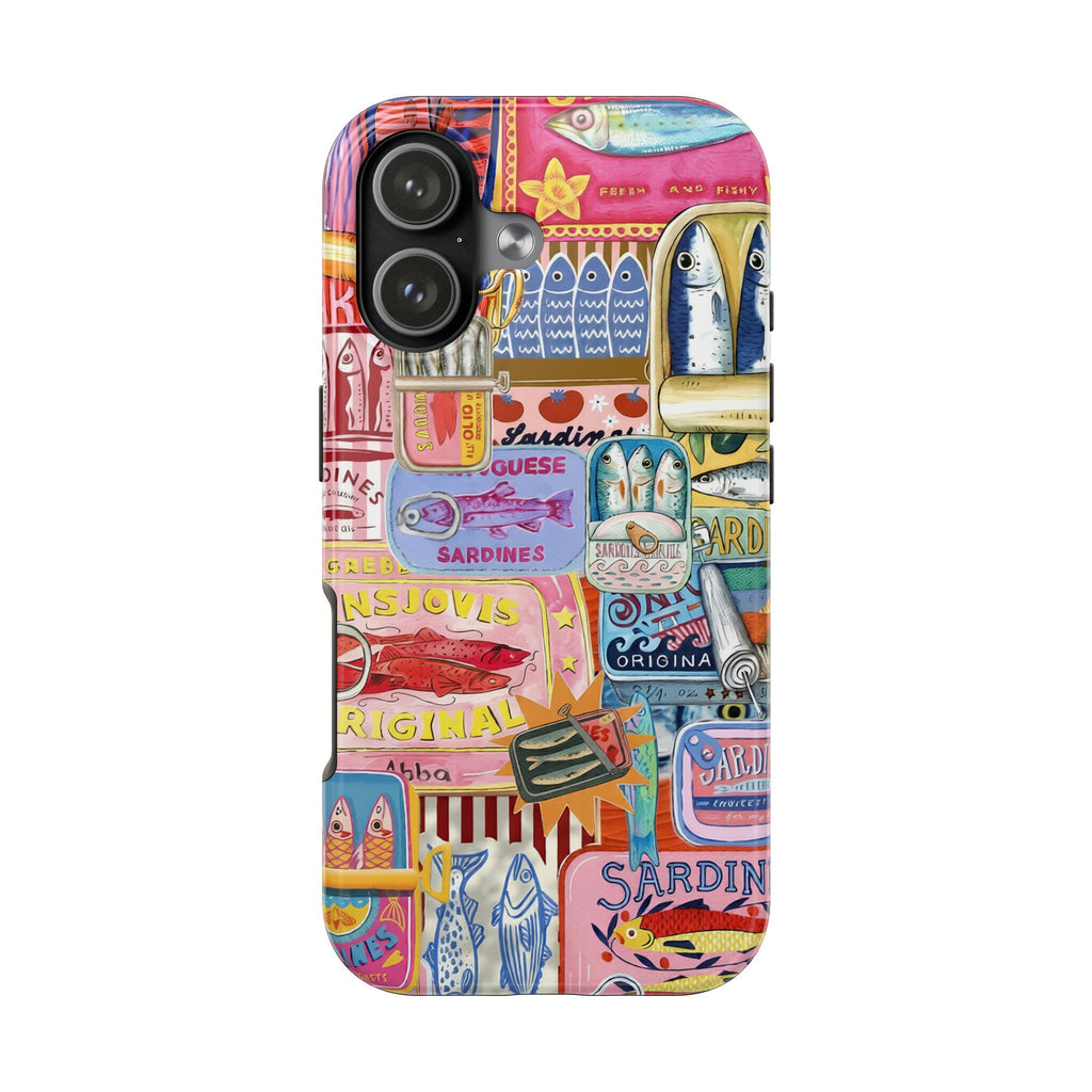 Sardines Fisherman Aesthetic Phone Case – Colorful Mediterranean Cover for iPhone & Samsung | Coastal Summer Sardine Illustration